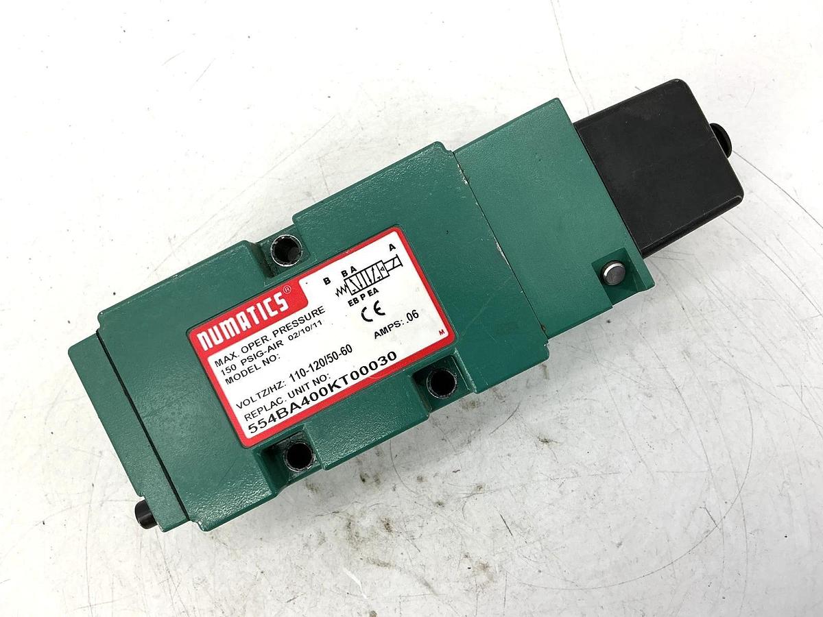 Used Numatics 554BA400KT00030 Solenoid Valve 150PSIG-Air 0.06A 110/120V 50/60HZ