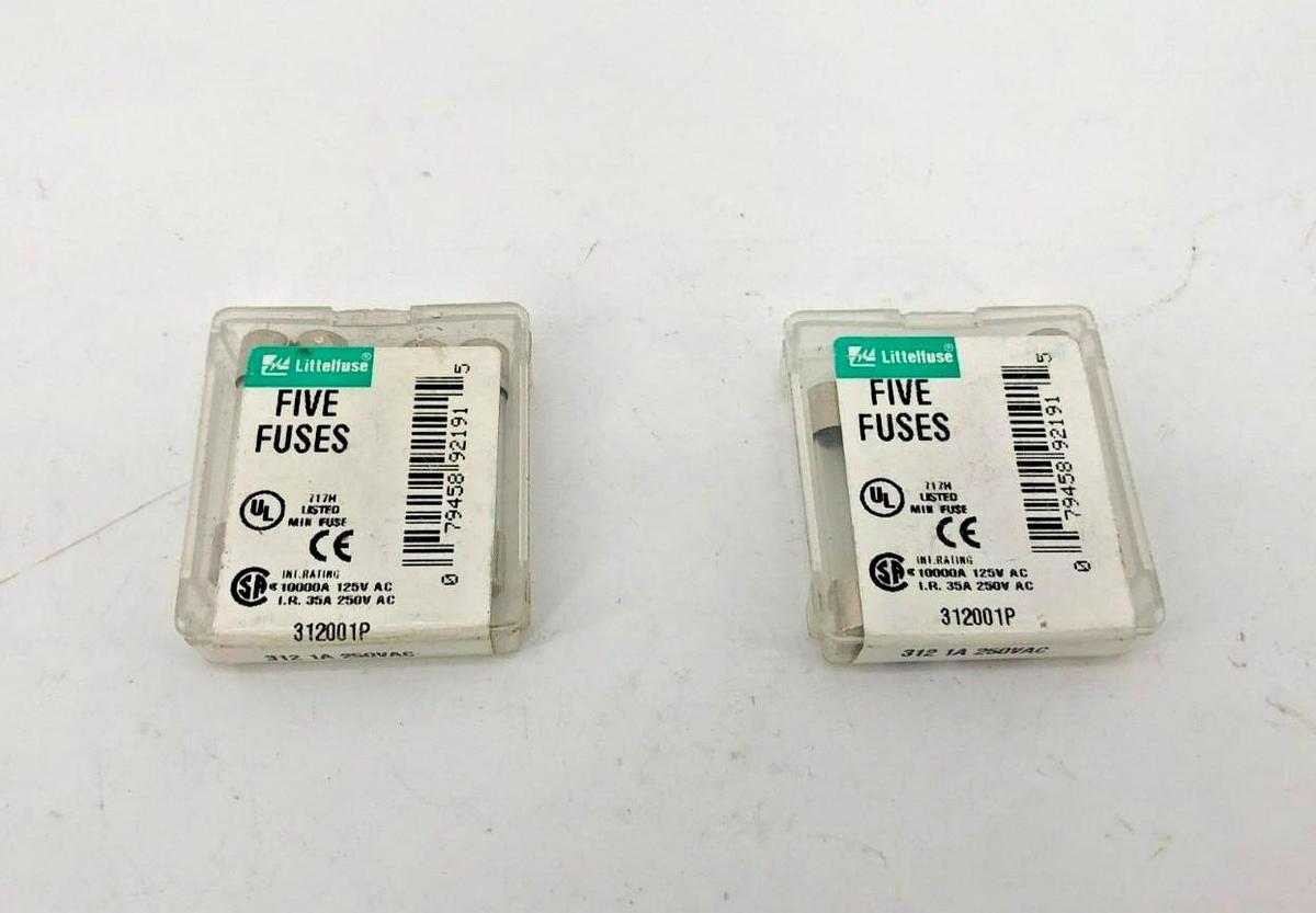 Lot of 10 New Littelfuse 312001P Fuses, 1A, 250VAC