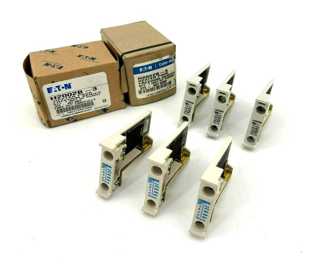 Lot of 6 New Eaton Cutler-Hammer H2002B Heater Packs, .375-.607 AMP