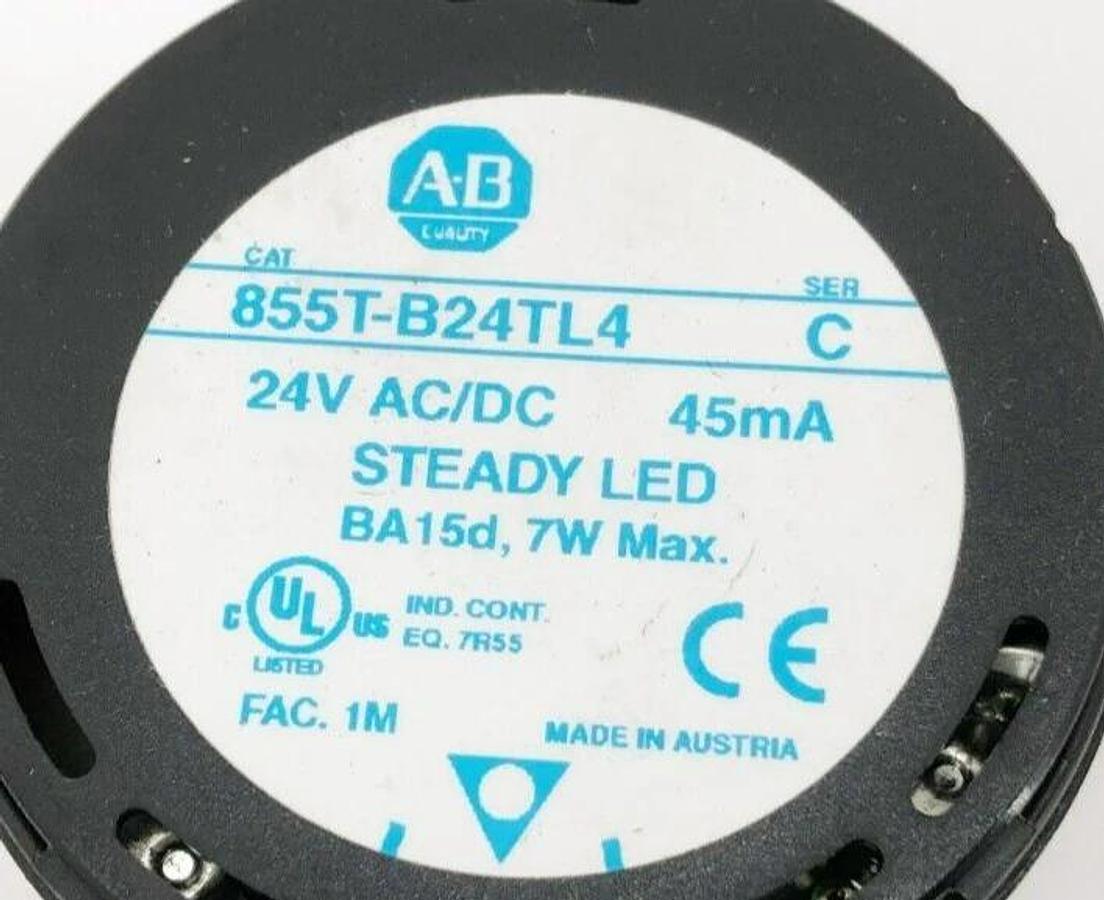 Used Allen Bradley 855T-B24TL4 Red Stack Light W/ Lamp 24VAC/DC Steady LED