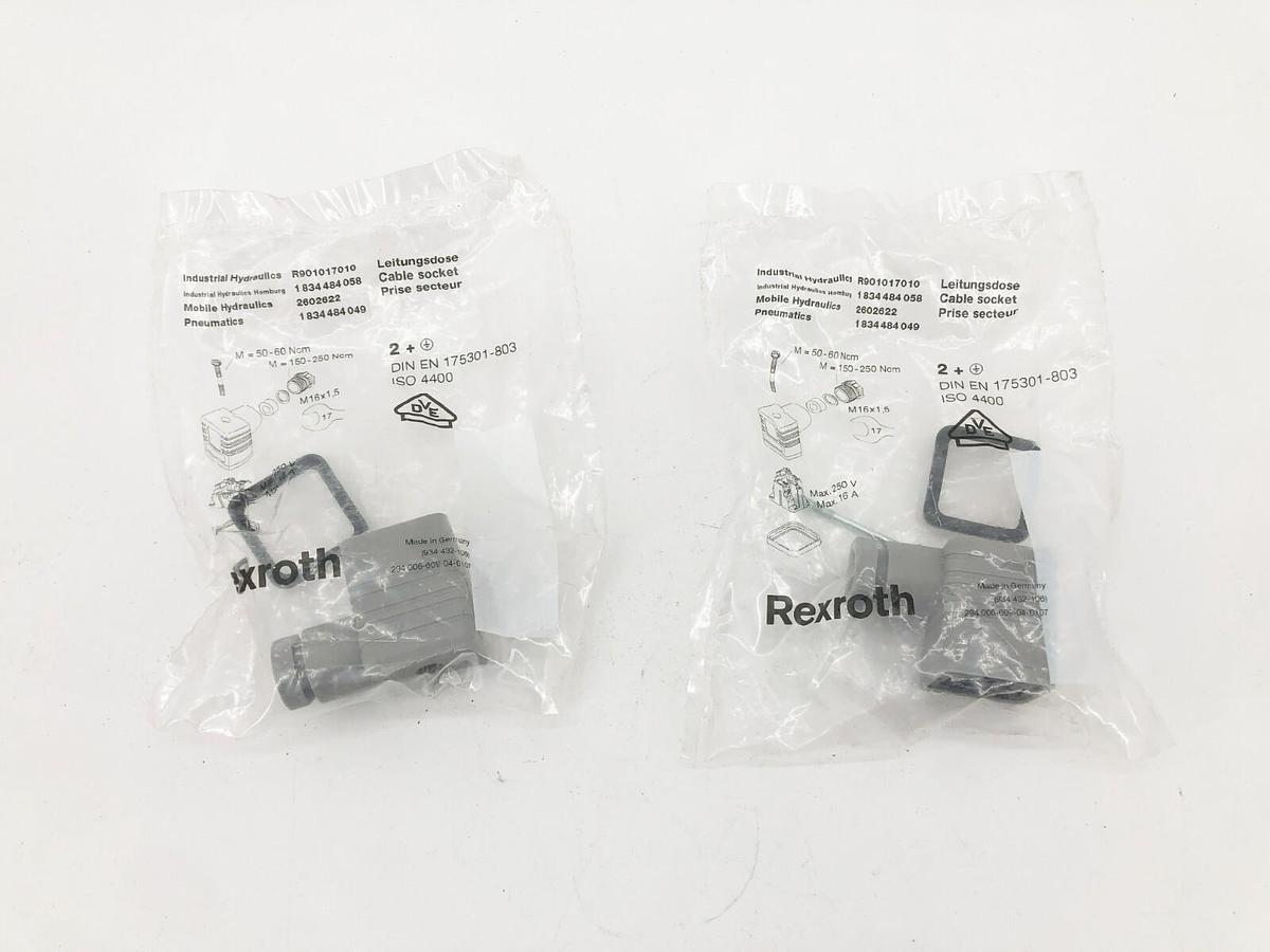 Lot of 2 New Rexroth R901017010 Cable Sockets 1834484058 / 2602622