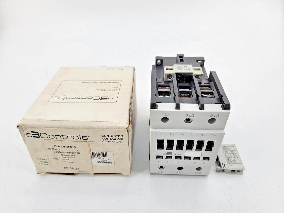 New C3 Controls 300-S105N30F10 Contactor W/ 240V Coil 1NO Auxillary Contact