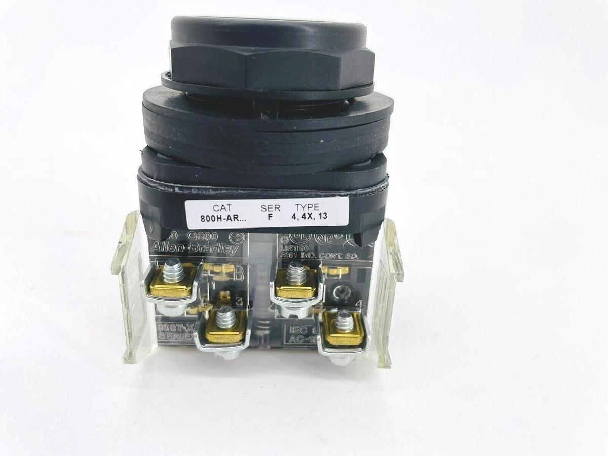 Used New Allen Bradley 800H-AR2B Push Button Black 2NO 2NC Ser F