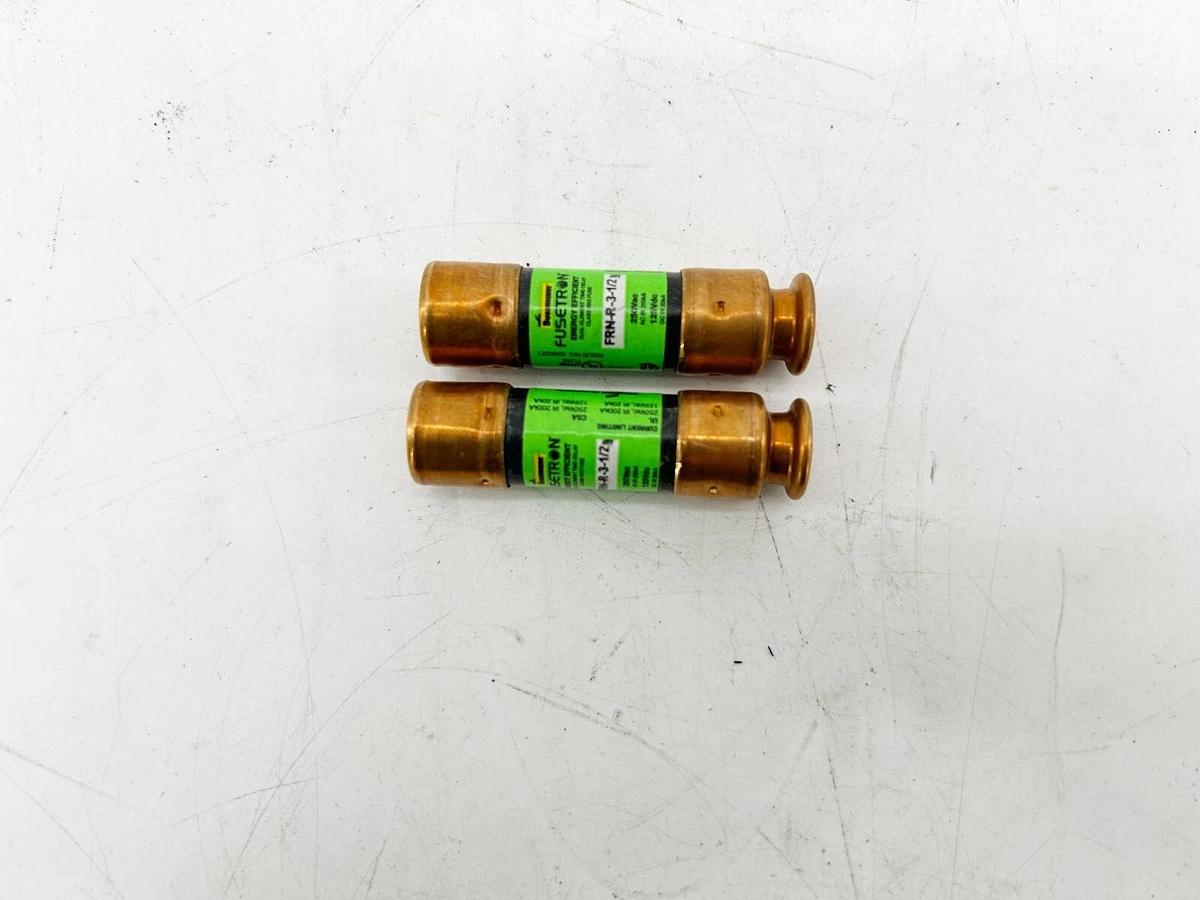 New Lot of 2 Bussmann FRN-R-3-1/2 Dual Element Fuse 250VAC 125VDC Copper