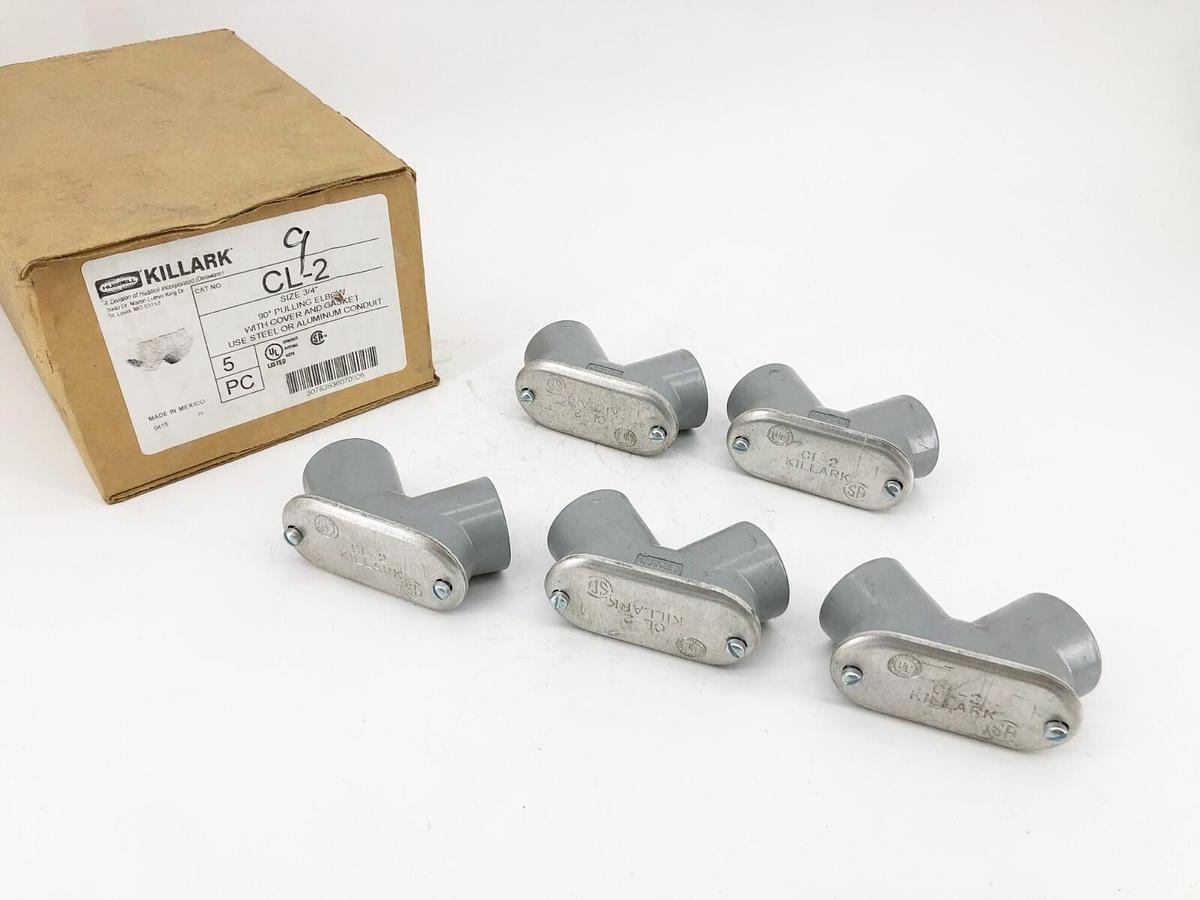 Box of 5 New Killark CL-2 90° Pulling Elbows 3/4"