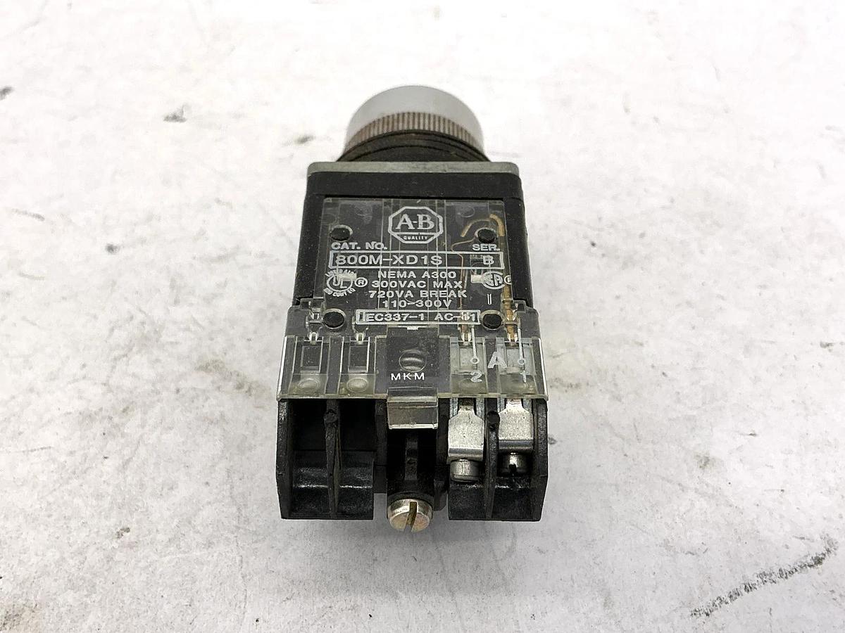Used Lot of 3 Allen Bradley 800MR-A1 Ser A Pushbutton w/ 800M-XD1S Contact Block