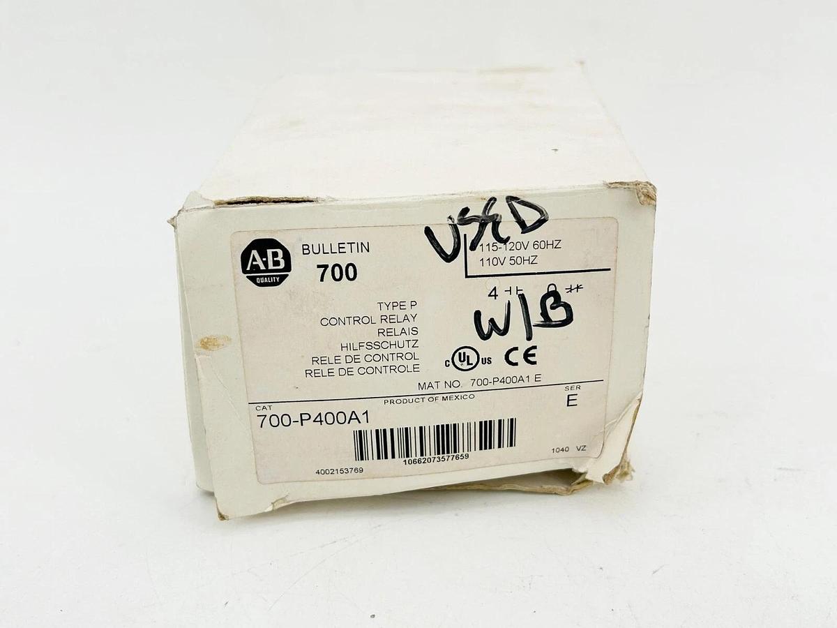 Used Allen Bradley 700-P400A1 Control Relay 115/120V 50/60Hz Ser.E