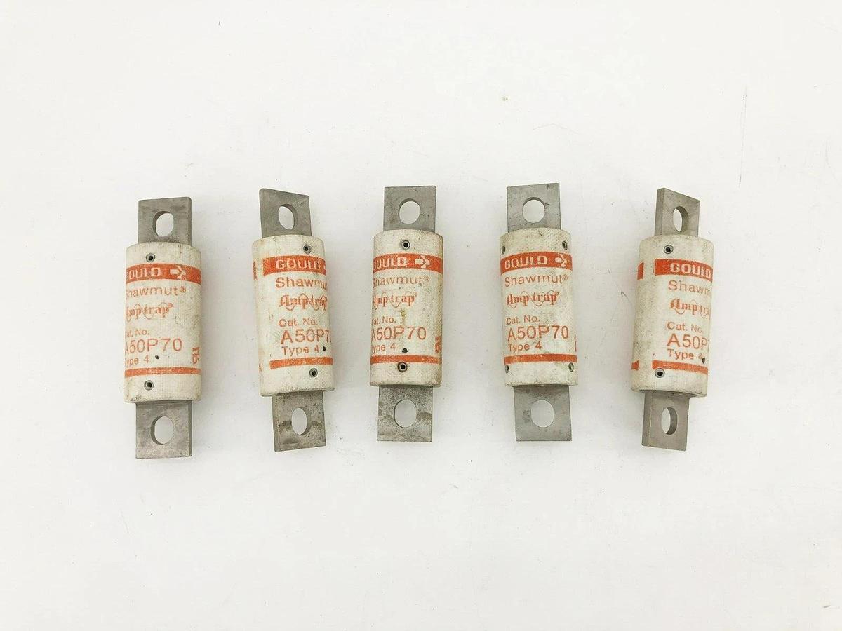 Lot of 5 New Gould Shawmut A50P70 Fuses 70A 500V Type 4 Form 101