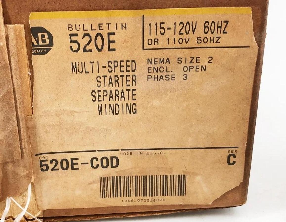 New Allen Bradley 520E-COD Ser. C Multi-Speed Starter Size 2 120V Coil 3PH
