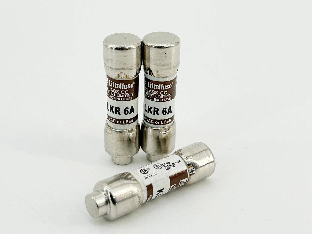 New Lot of 3 Littelfuse KLKR-6A Current Limitting Fast Acting Fuse 6A 600V No Bo