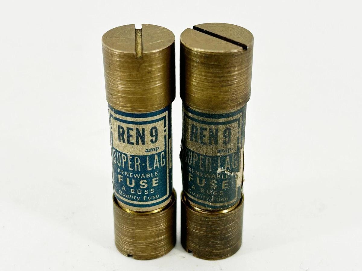 New Lot of 2 Bussmann REN-9 Super-Lag Renewable Fuse 9A 250V