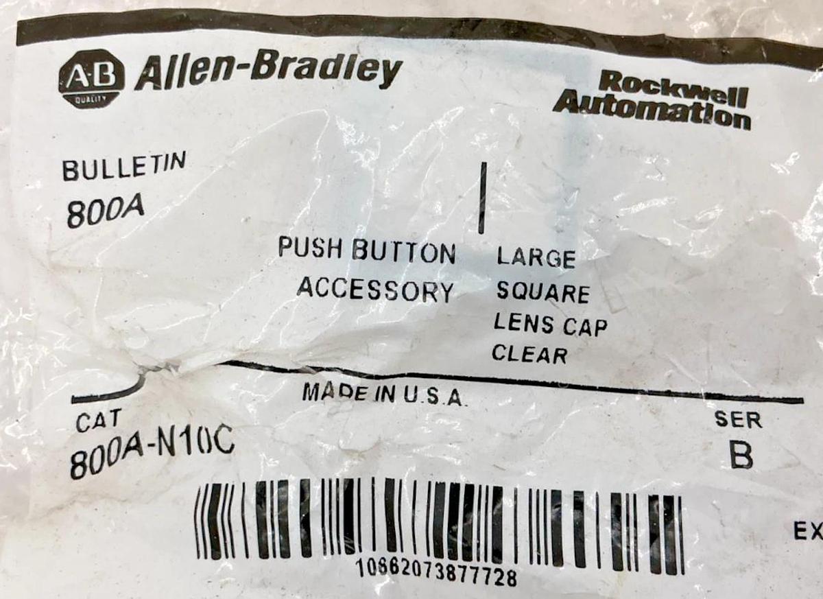 Lot of 3 New Allen Bradley 800A-N10C Pushbutton Large Square Lens Cap Clear