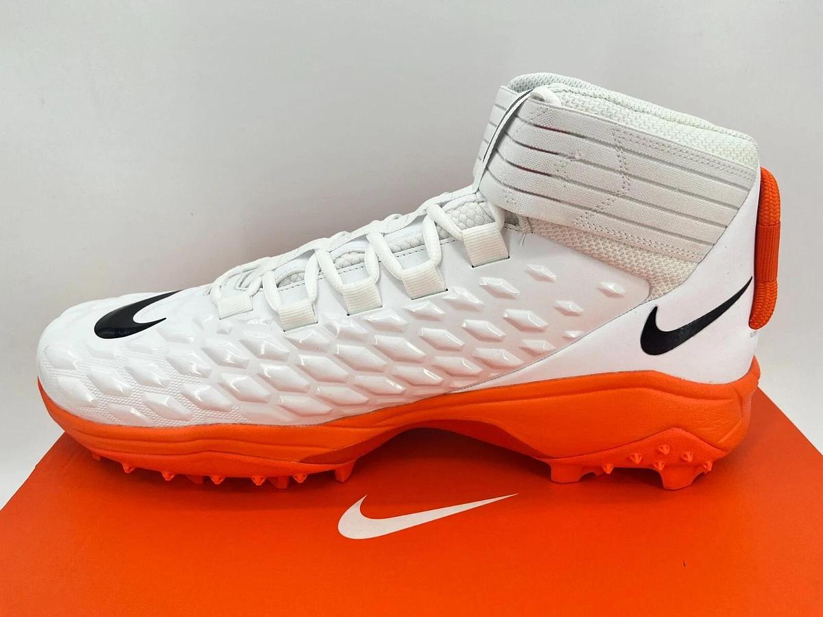 Nike Force Savage Pro 2 Shark P White/Orange Size 16 Football Cleats