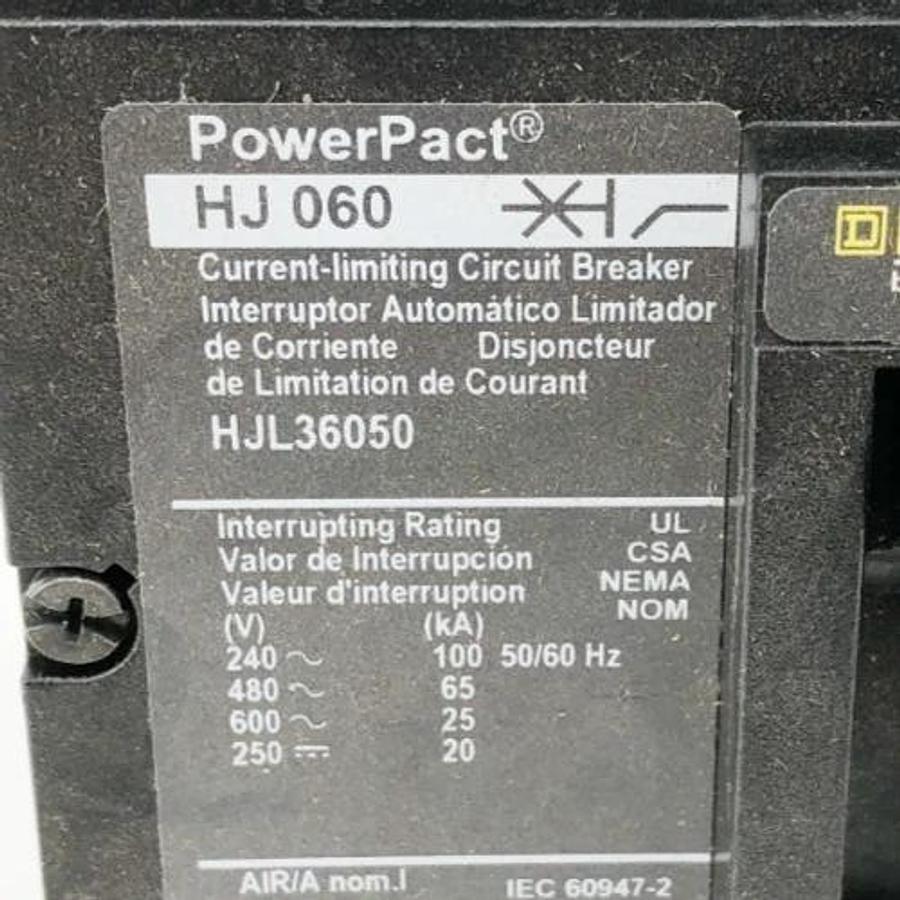 New Square D HJL36050 PowerPact Circuit Breaker 50A 600V 3P HJ 050