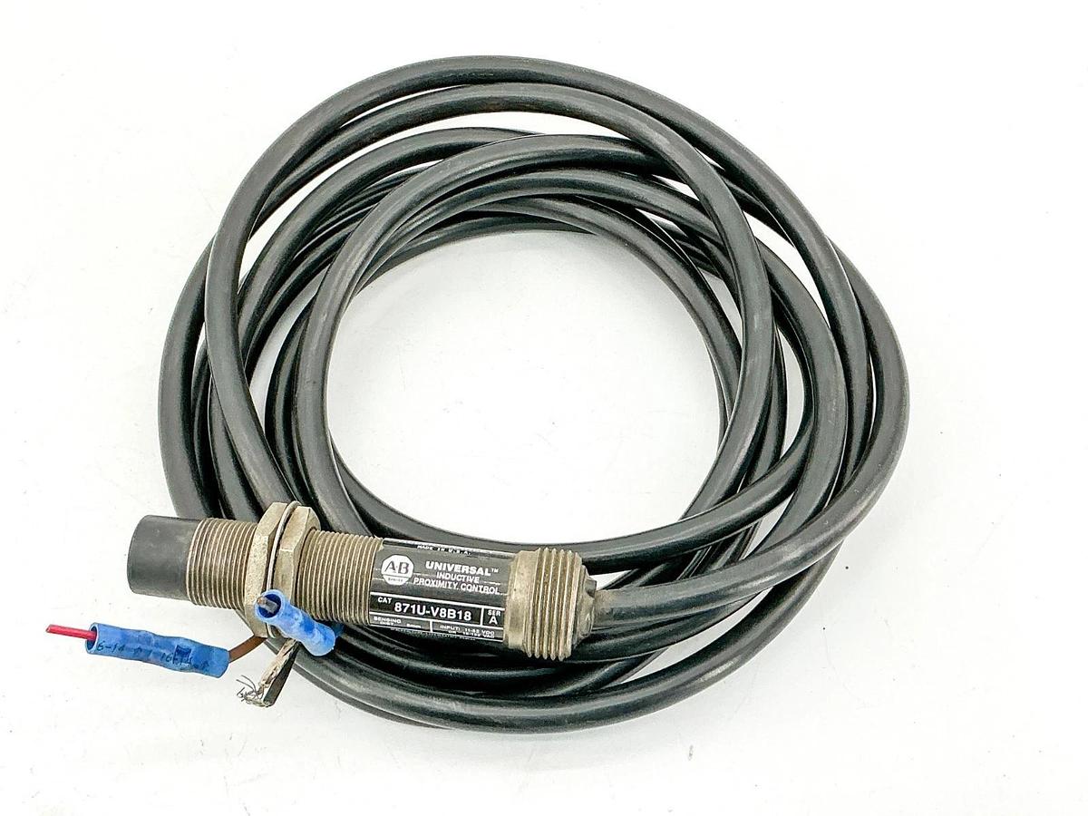 Used Allen Bradley 871U-V8B18 Cylindrical Inductive Proximity Sensor 150V Ser.A