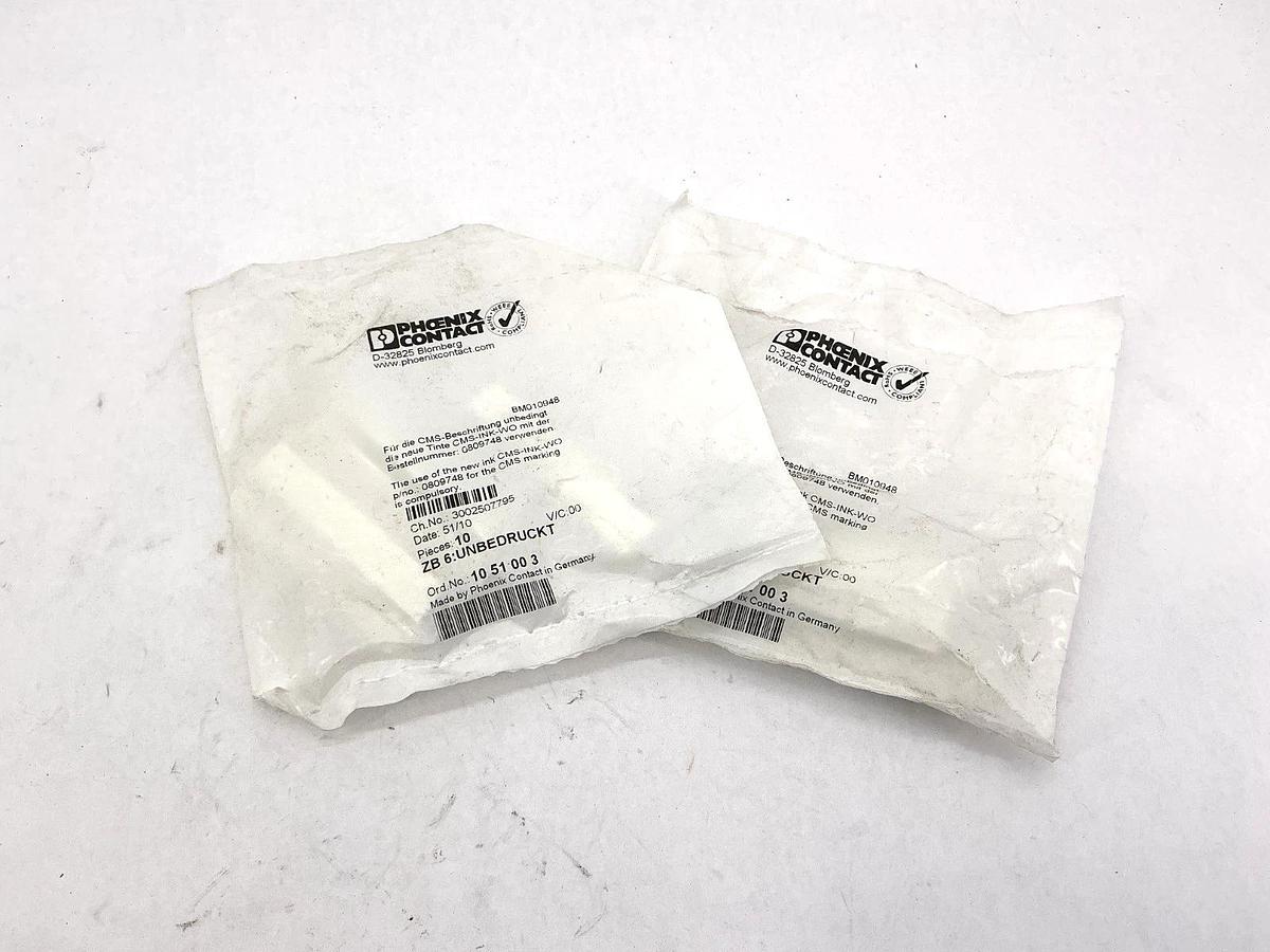 Lot of 2 New Phoenix Contact ZB 6:UNBEDRUCKT Zack Marker Strip 1051003 QTY of 10