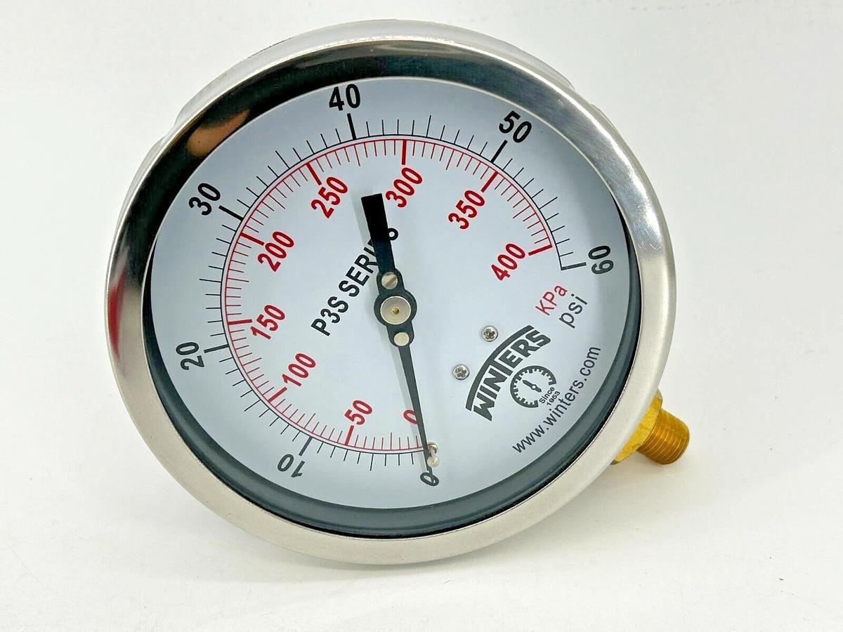 New Winters P3S6010 Pressure Gauge 0-60PSI 1/4" MNPT 4.5" Dial