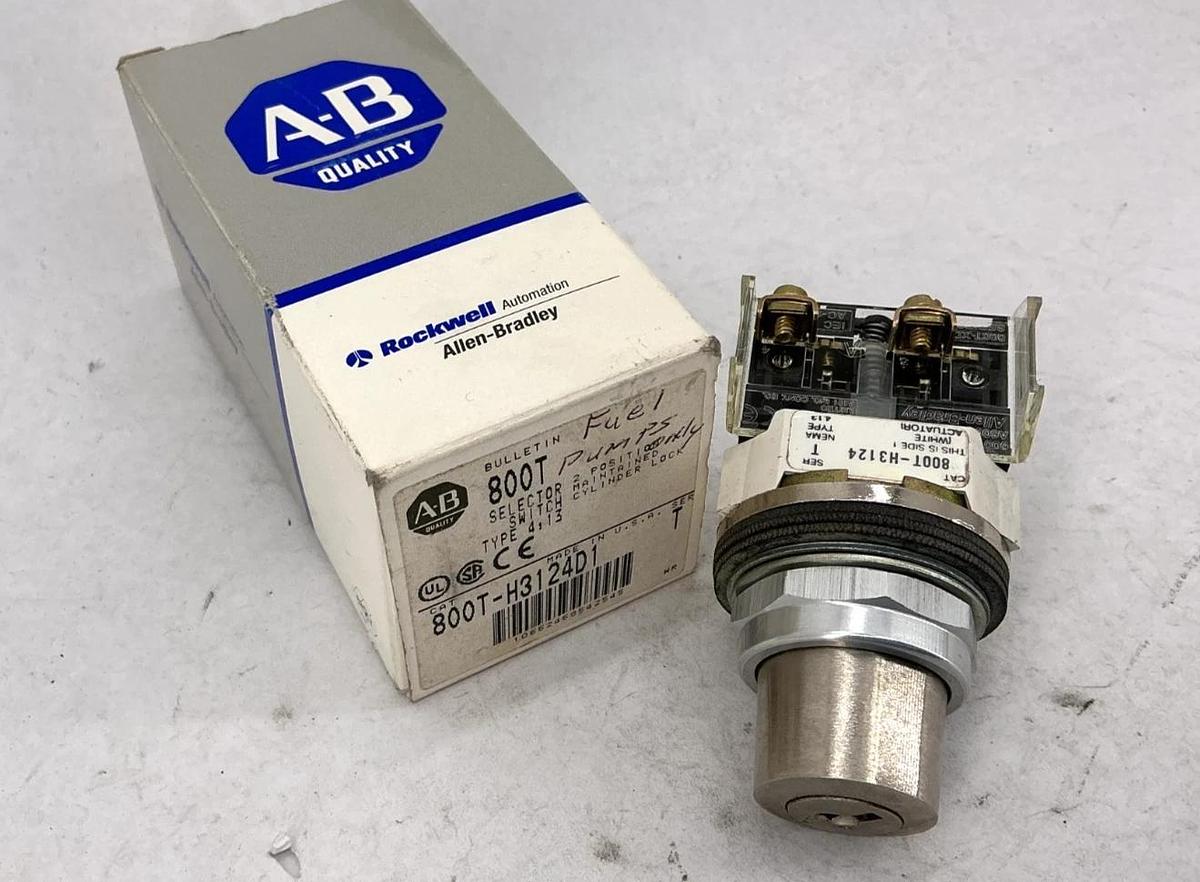 New Allen Bradley 800T-H3124D1 Ser T Selector Switch 2-Position Missing Key