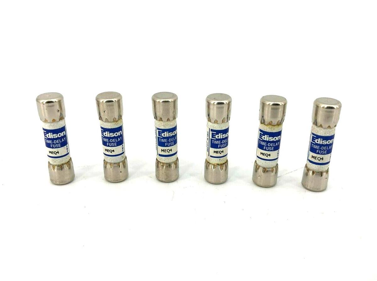 Lot of 6 New Edison MEQ4 Fuses, 4A, 500V