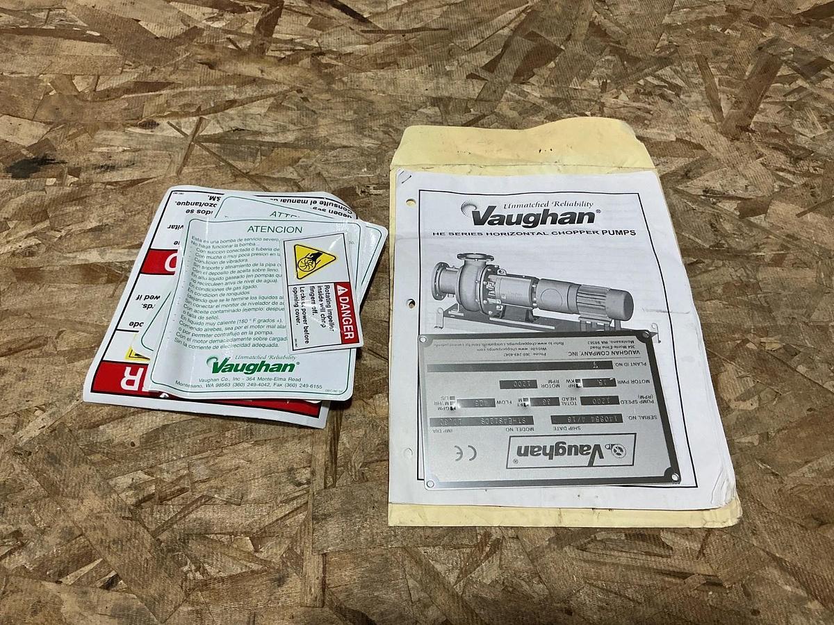 New Vaughan STHE4S12CS Horizontal Chopper Pump Imp. Dia. 10.6 1200RPM