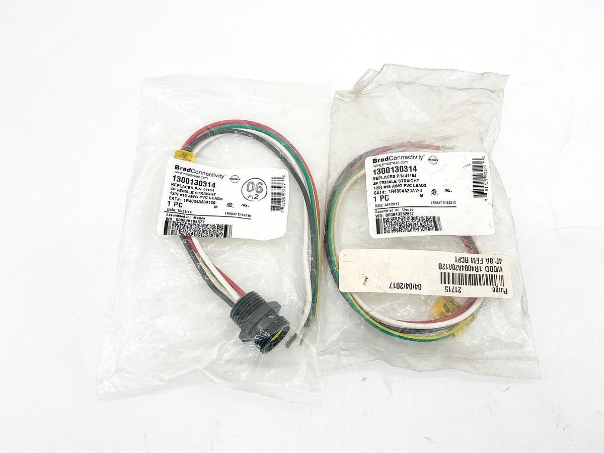 New Lot of 2 Brad Connectivity 1300130314 Cordset 4P 12" 1R4004A20A120 41104