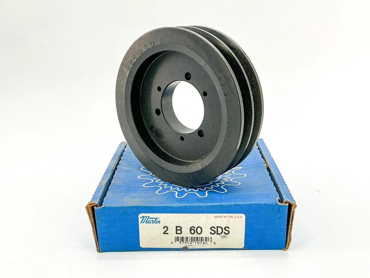 New Martin 2-B-60-SDS Bushing Bore V-Belt Pulley 2 Groove 6" OD