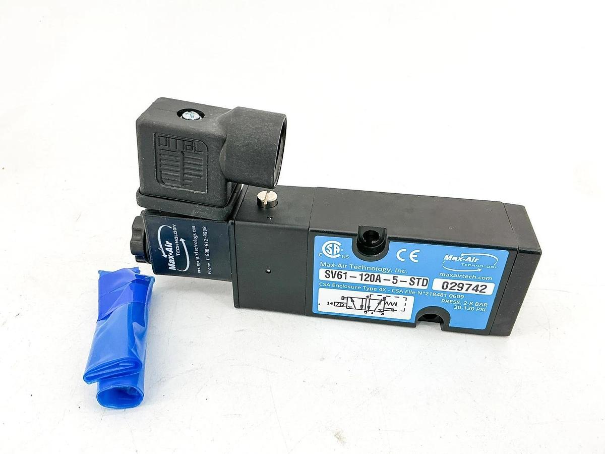 New Max-Air SV61-120A-5-STD Solenoid Valve 30-120PSI 2-8Bar 120Vac 029742