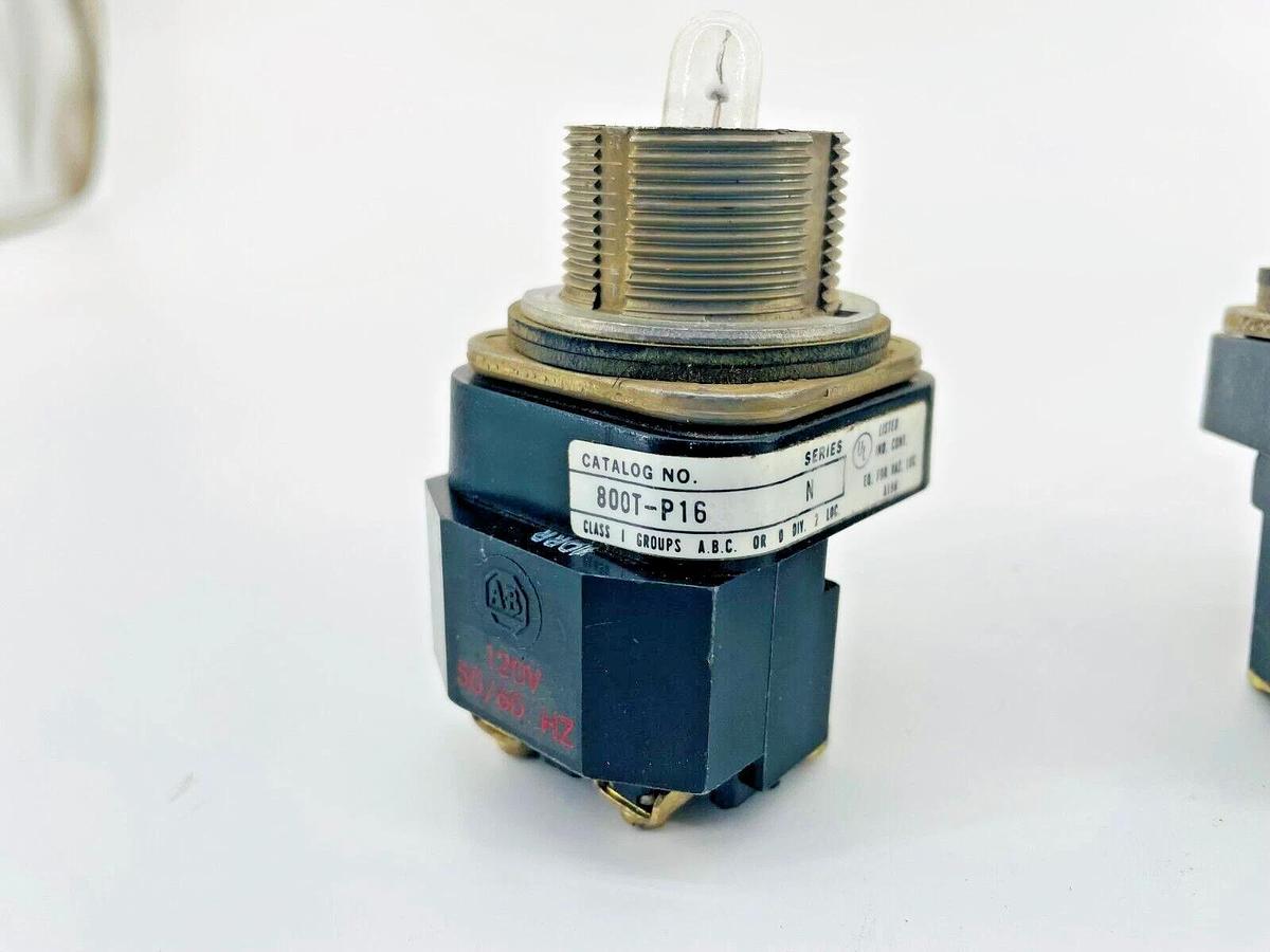 Used Lot of 3 Allen Bradley 800T-P16 Push Button 1NO 1NC 120V Ser N w/Bulb, no lens