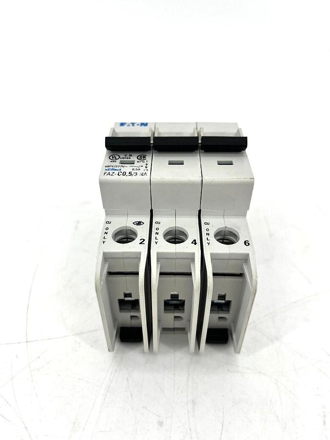 New Eaton Moeller FAZ-C0.5/3-NA Miniature Circuit Breaker 0.5A 277V/480Y 3P