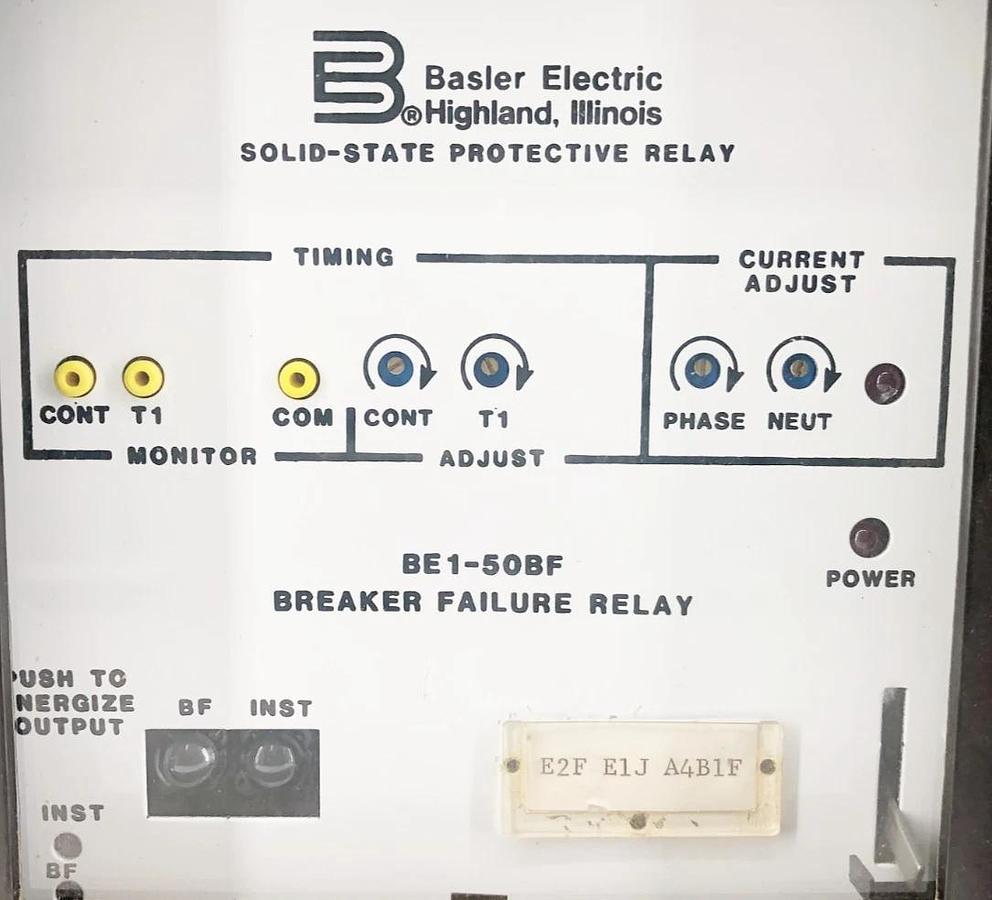 Used Basler Electric BE1-50BF Solid State Breaker Failure Relay