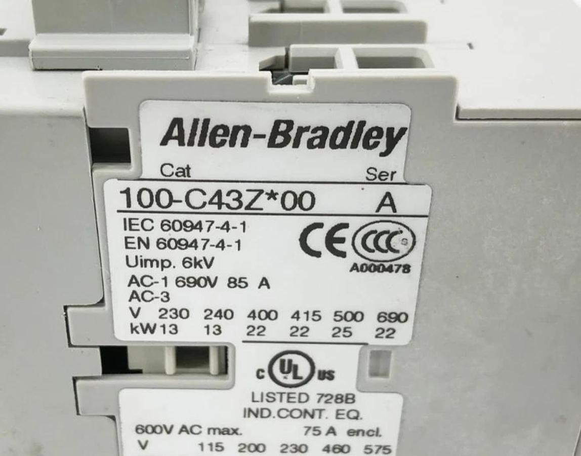 New Allen-Bradley 100-C43ZJ10 Ser. A Contactor 24VDC 3 Pole