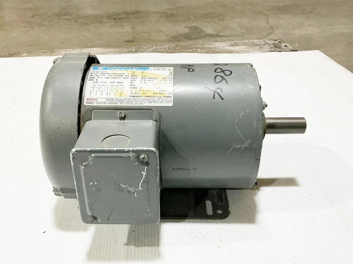 Used Marathon Electric NO-H702 1HP 460V 3PH 1150RPM Model UVK145TTFR5376AA