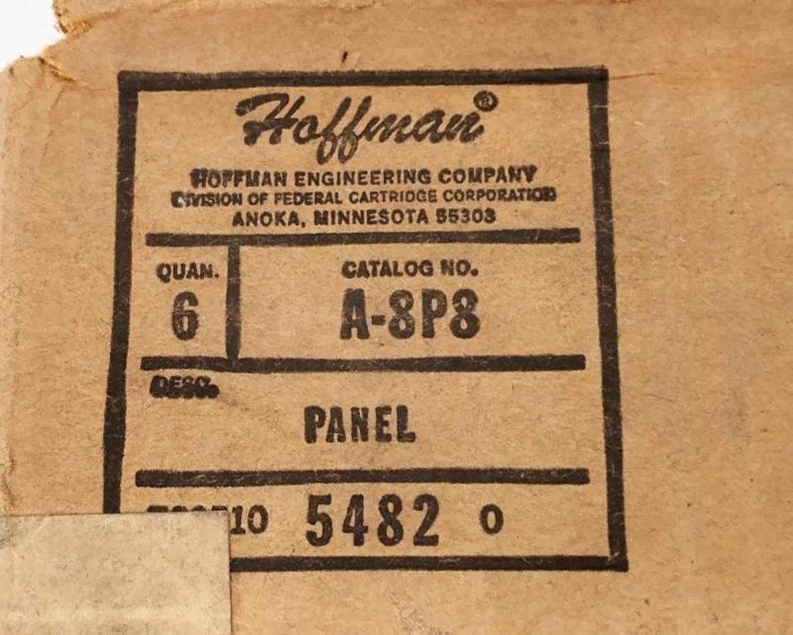 Box of 6 New Hoffman A8P8 White Interior Panels 6-3/4" X 6-7/8" X 1/16" 54820
