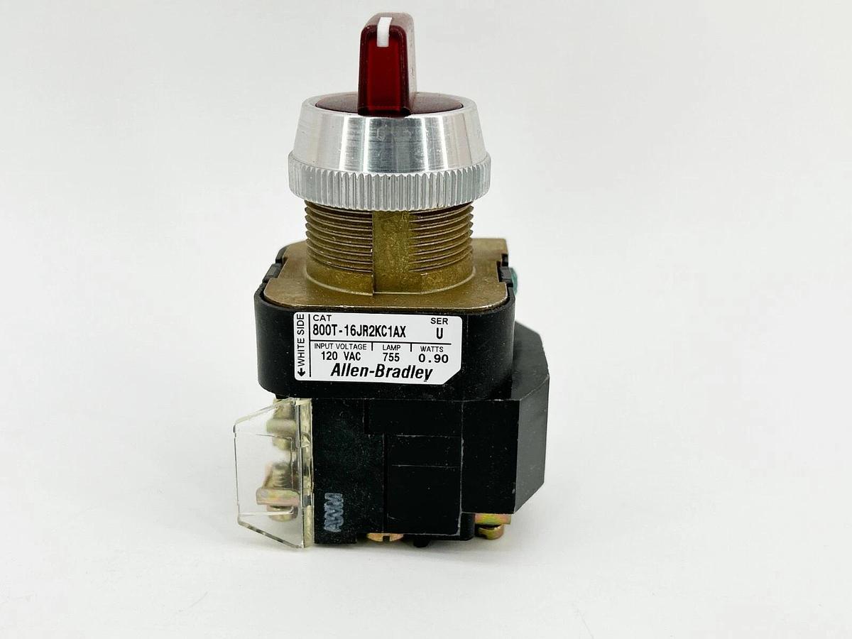 New Allen Bradley 800T-16JR2KC1AX 30MM 3 POS Red 120V Ser.U