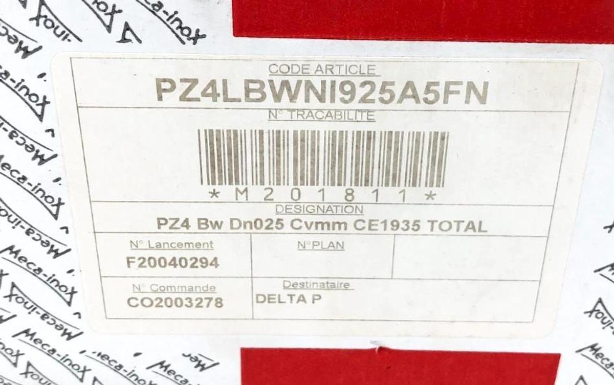 New Meca-Inox PZ4LBWNI925A5FN 3-Piece Ball Valve 316L