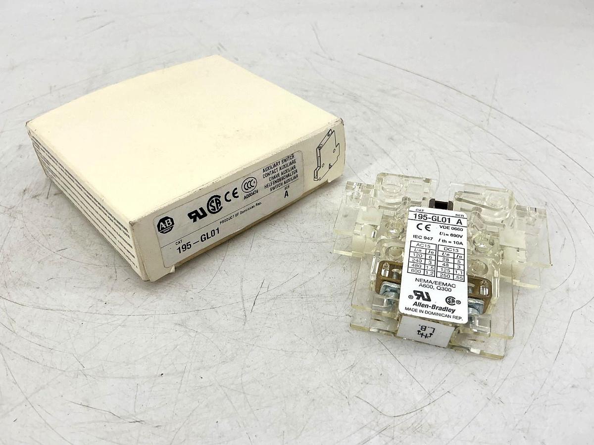 New Allen Bradley 195-GL01 Ser A Auxiliary Switch Contact Block 10A 690VAC