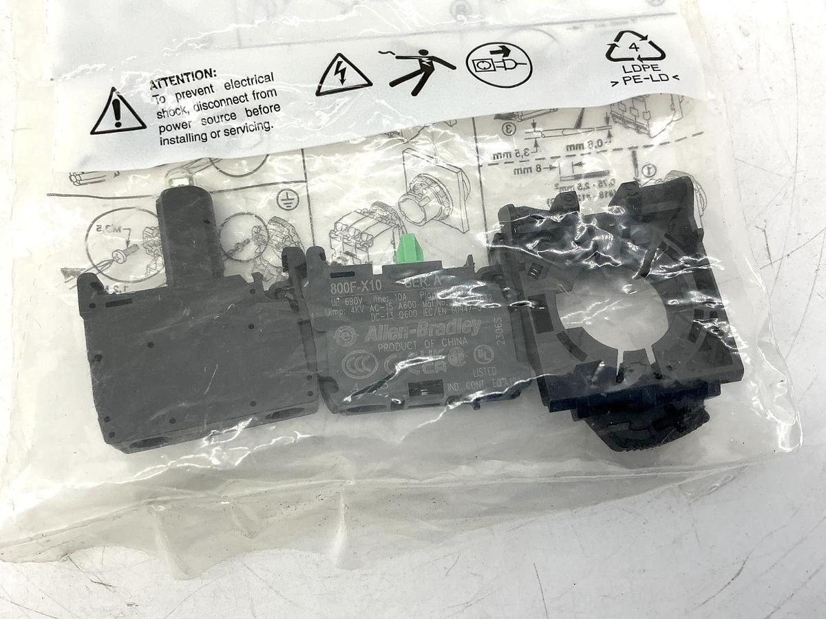 New Allen Bradley 800F-PN3RX10 Ser A LED Contact Modules w/ Latch Red 24V