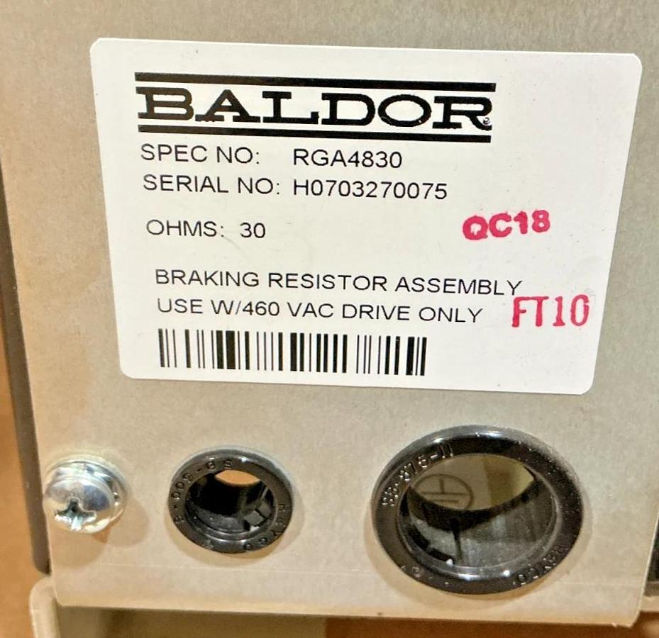 New Baldor RGA4830 Ser H Brake Resistor Assembly 10-15HP 4800 Watts 30 OHMS