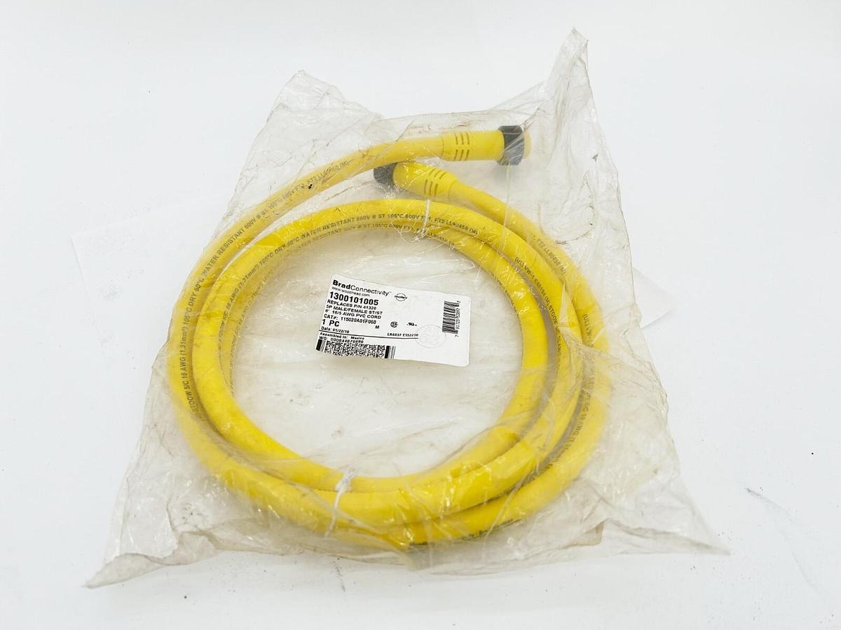 New Brad Connectivity 1300101005 Cordset Cable 6' 5P Male/Female ST/ST 16/5 AWG