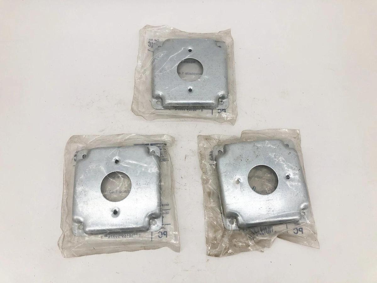 Lot of 3 New Hubell 801C Exposed Work Covers 4" Square 1.406" Dia.