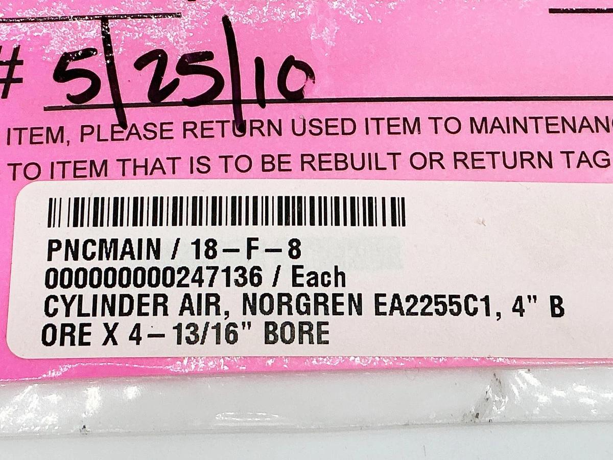 Used Norgren EA2255C1 Pneumatic Cylinder 4"X4-13/16" Bore and Stroke
