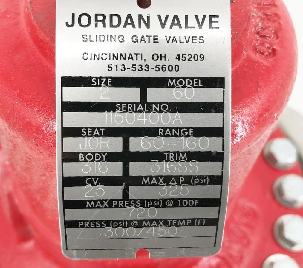 New Jordan Valve MK60 2.00 SS Pressure Regulator 60-200-S6 Size 2 60-160psi