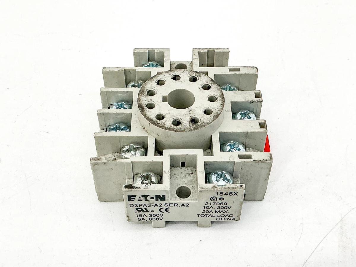 Used Lot of 3 Eaton D3PA3-A2 Relay Socket 600V 15A Ser.A2