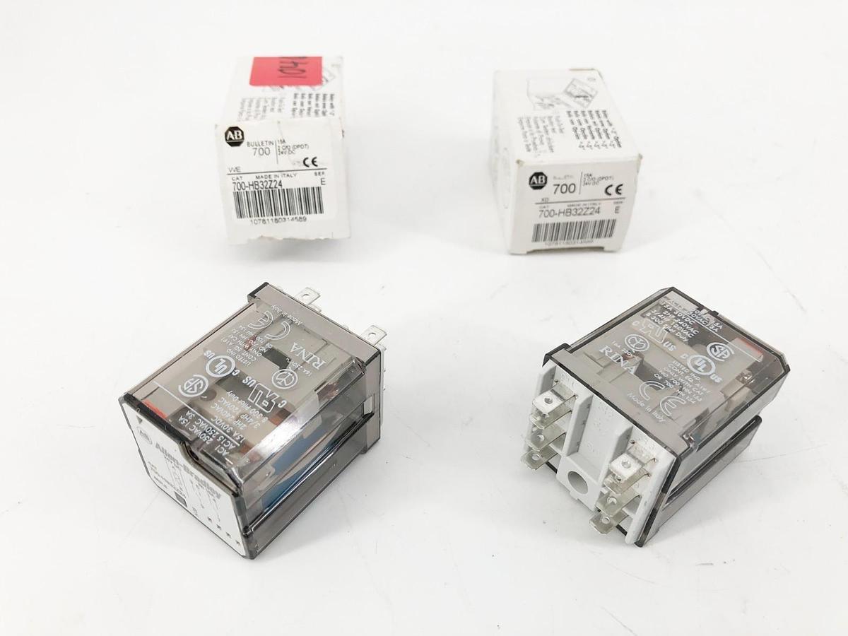 Lot of 2 New Allen Bradley 700-HB32Z24 Ser. E Relays 24VDC 15A DPDT