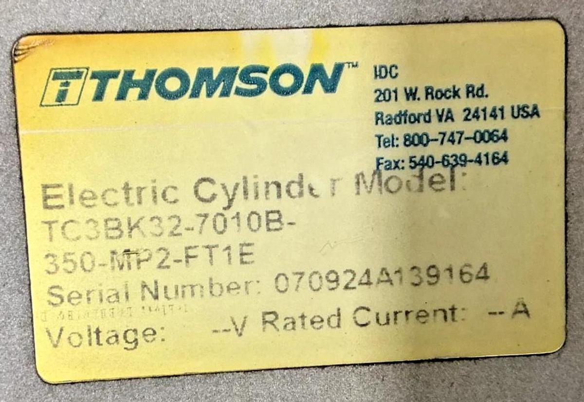 Used Thomson TC3BK32-7010B-350-MP2-FT1E Electric Cylinder FOR PARTS ONLY