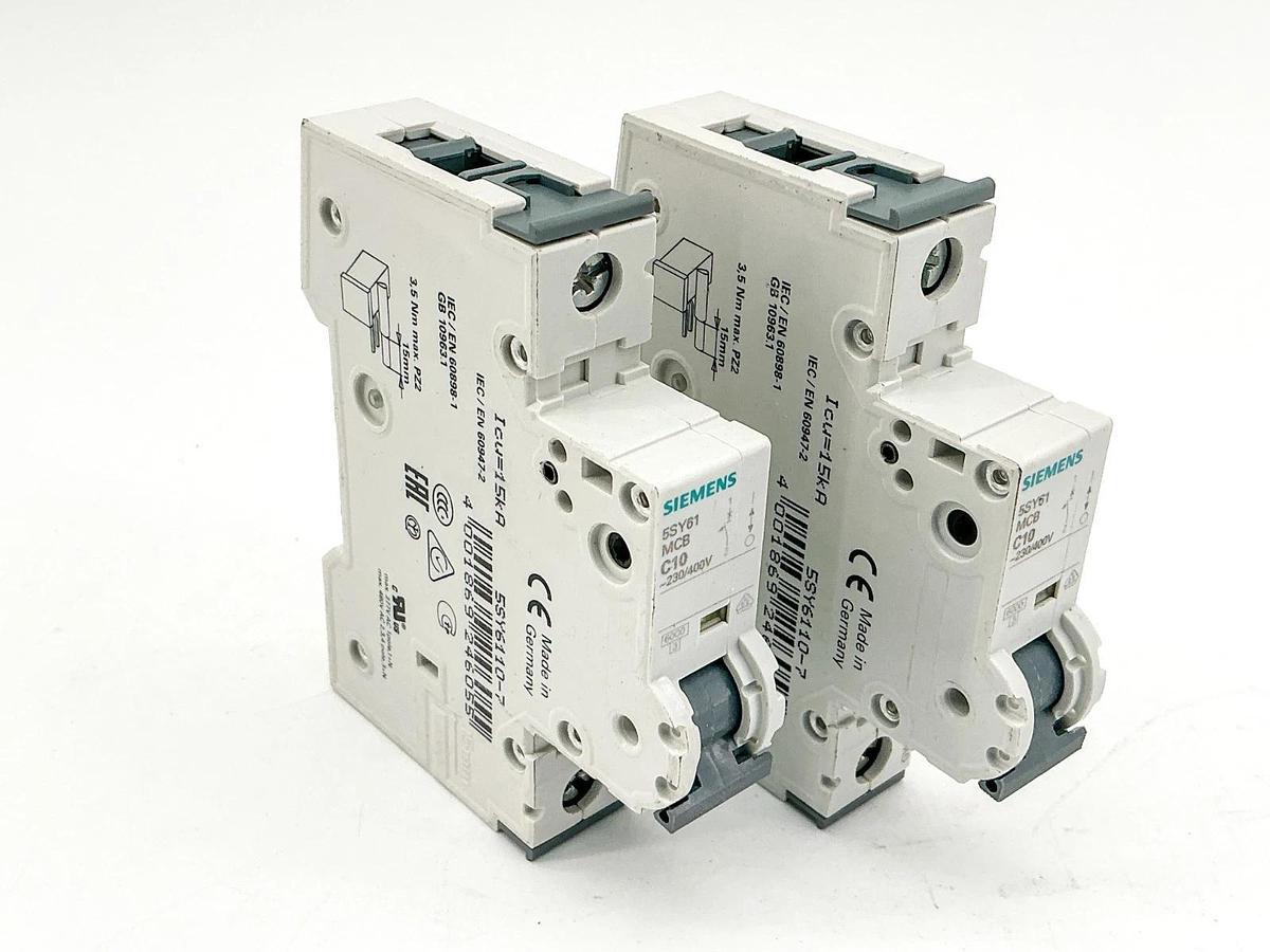 New Lot of 2 Siemens 5SY6110-7 230/400V 1P - No Box
