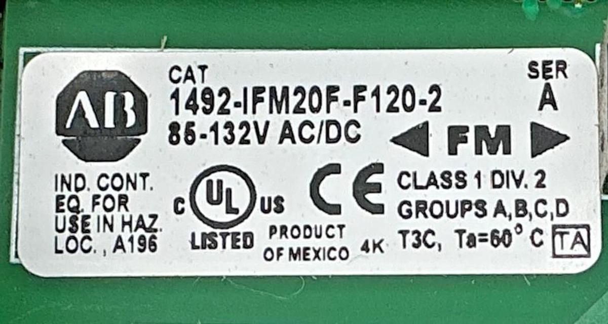 Used Allen Bradley 1492-IFM20F-F120-2 Ser A 20PT Fusible Interface Module w/ LEDs