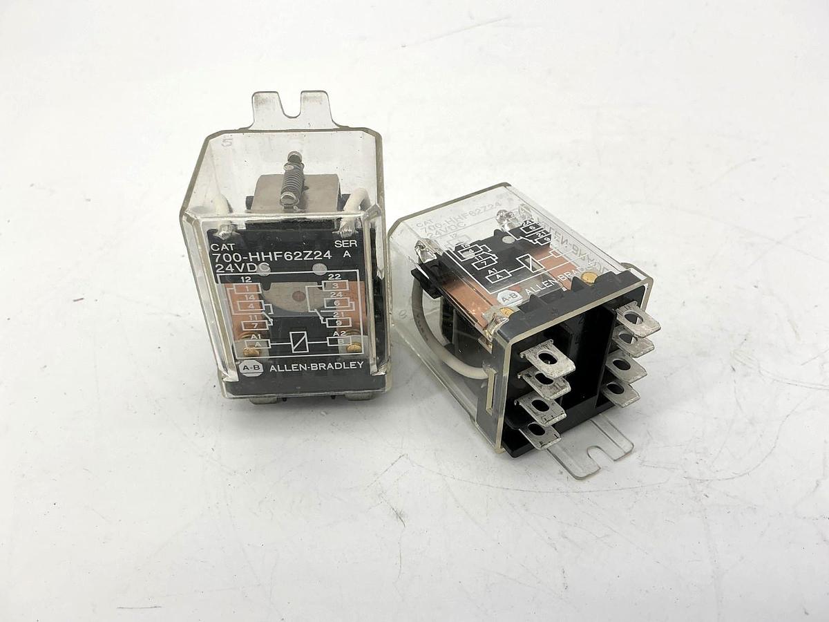 Used Lot of 2 Allen Bradley 700-HHF62Z24 Ser A Control Relay Type H 8-Pin 25A 24VDC