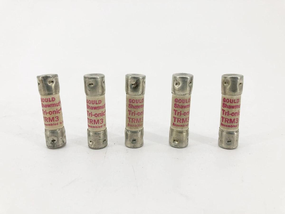 Lot of 5 New Gould Shawmut TRM3 Time Delay Fuses 3A 250V