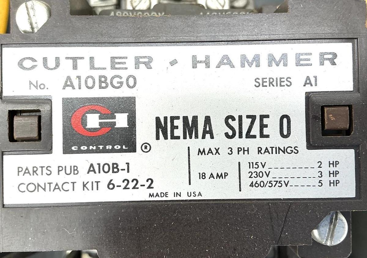 Used Cutler-Hammer C325KAL1 Enclosure w/ A10BG0 Ser A1 Starter 3Ph 18A 480V 50/60HZ